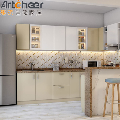 качество  Market Oak Frame kitchen cabinet u shape design with Particleboard Door and Organizer завод