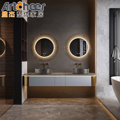 Купить Luxury Commercial Double Sink Bathroom Vanity Furniture for Modern Stylish Bathroom (Люкс коммерческая двойная раковина ванная комната суетная мебель для современной стильной ванной) онлайн изготовление
