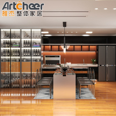 Современные кухонные шкафы Прочная скандинавская мебель с индивидуальным размером и островным столом