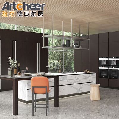 Современный стильный кухонный шкаф из нержавеющей стали в белом MDF с Backsplash и островом